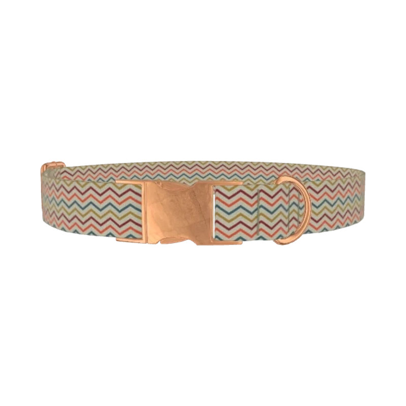 Geometric Zigzag Dog Collar - metal rose gold