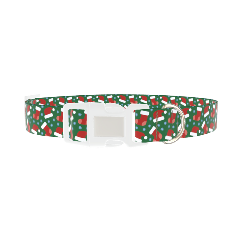 Festive Santa Hat Dog Collar - plastic silver