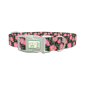 Floral Wild Rose Dog Collar - plastic silver