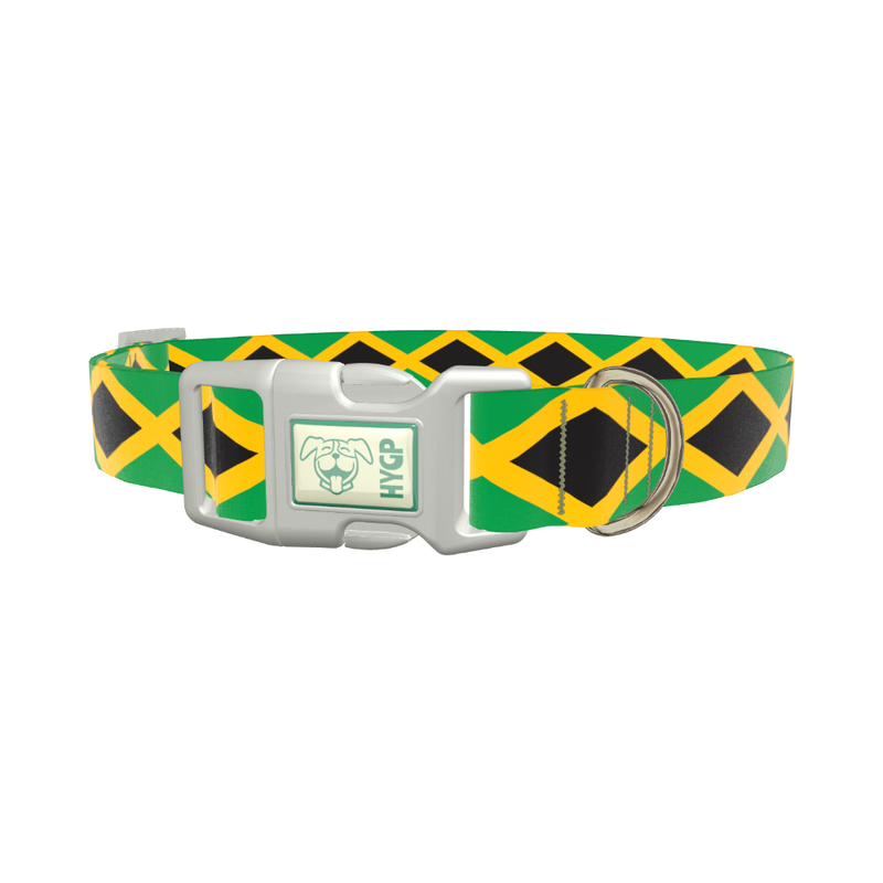 Jamaican Flag Dog Collar - plastic rose gold