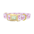 Pink Bow Design Dog Collar - plastic gold