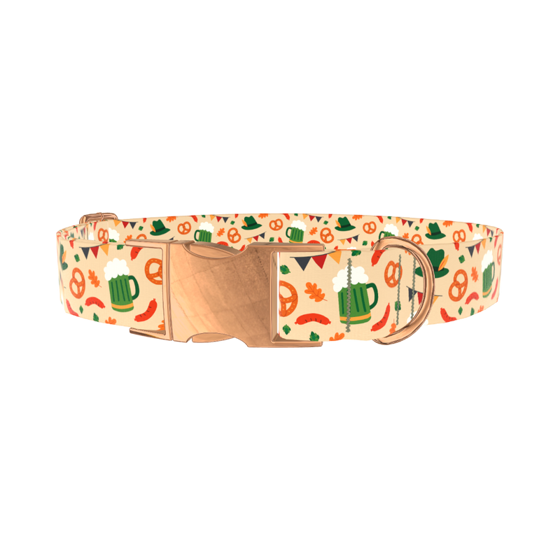 Oktoberfest Beer Dog Collar - metal silver