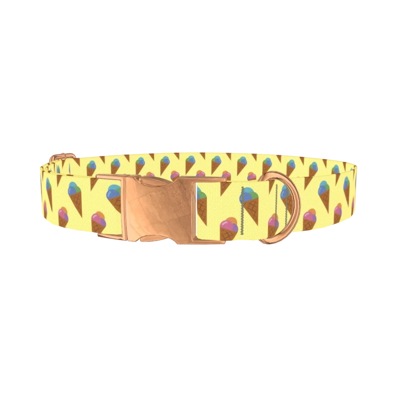 Ice Cream Cone Dog Collar - metal rose gold