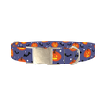 Pumpkin Bat Halloween Dog Collar - metal silver