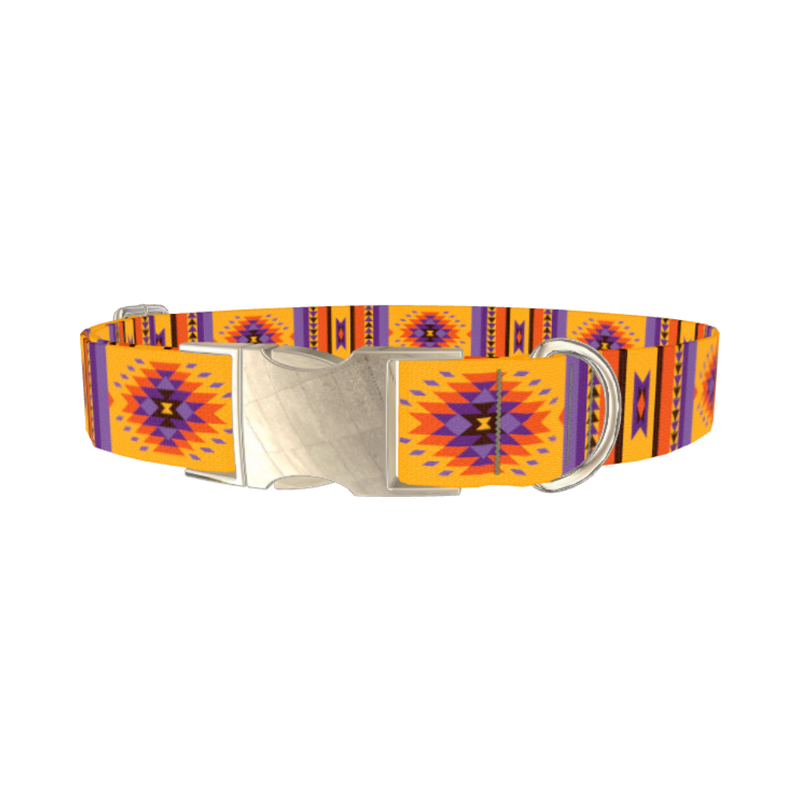 Mexican Tribal Star Dog Collar - metal silver