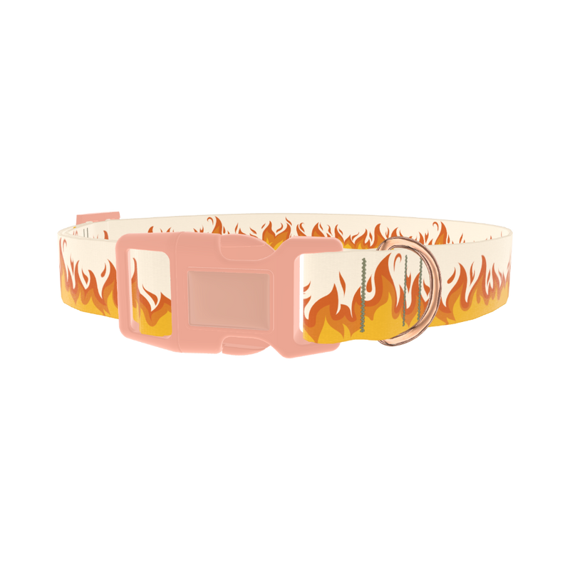 Fire Flame Dog Collar - plastic rose gold