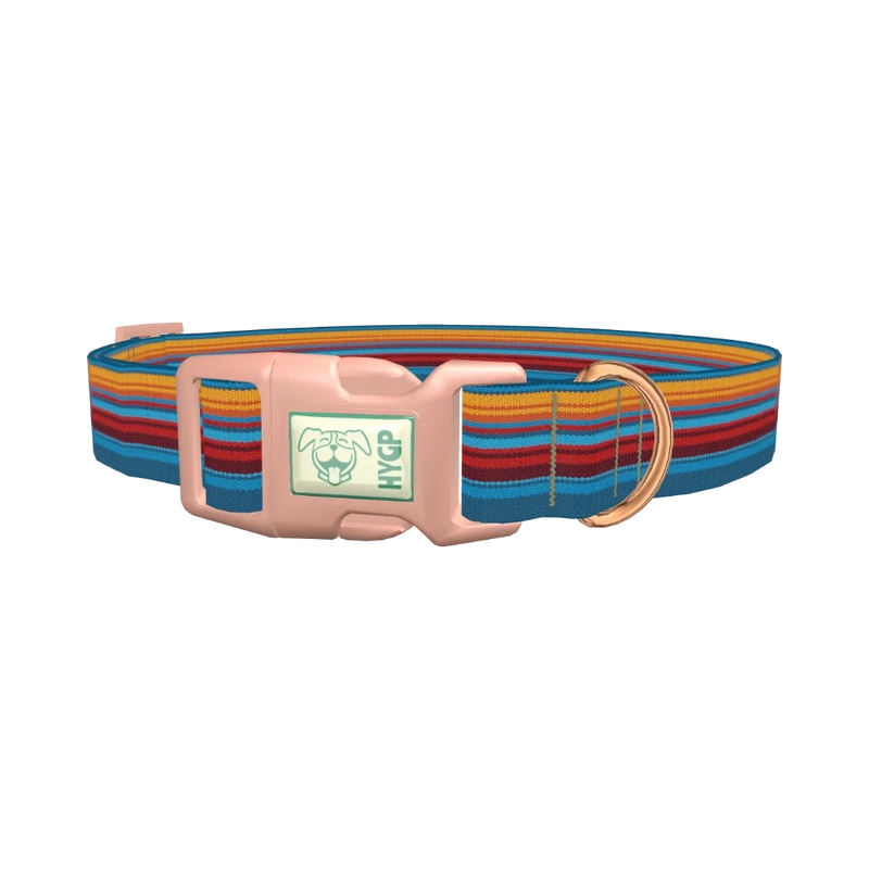 Colorful Geometric Stripe Dog Collar - plastic rose gold