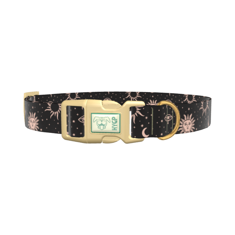 Celestial Sun and Moon Dog Collar - plastic silver