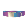 Blue Pink Ombre Dog Collar - metal silver