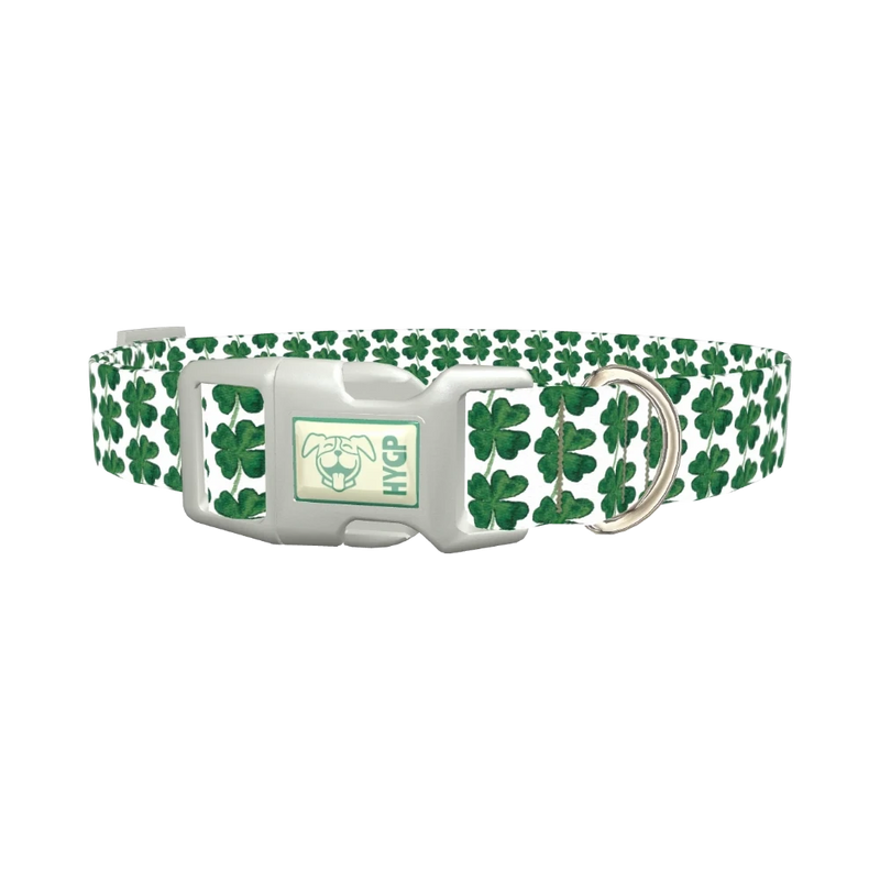 Dark Clover Pattern Dog Collar - plastic silver