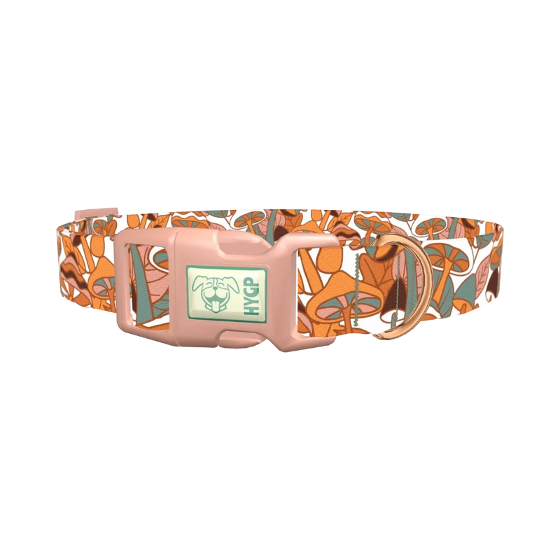 Forest Mushroom Dog Collar - plastic rose gold