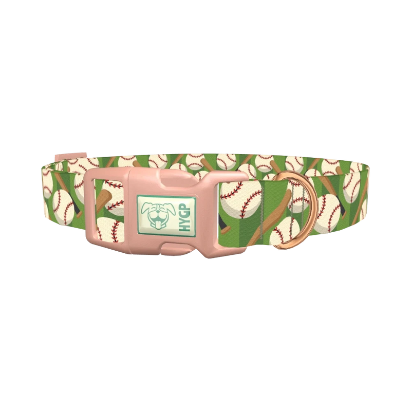 Baseball Pattern Dog Collar - plastic rose gold