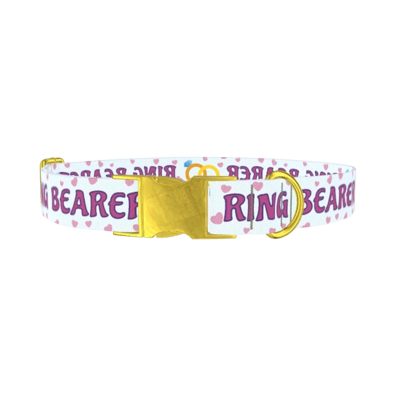 Wedding Ring Heart Dog Collar - metal gold