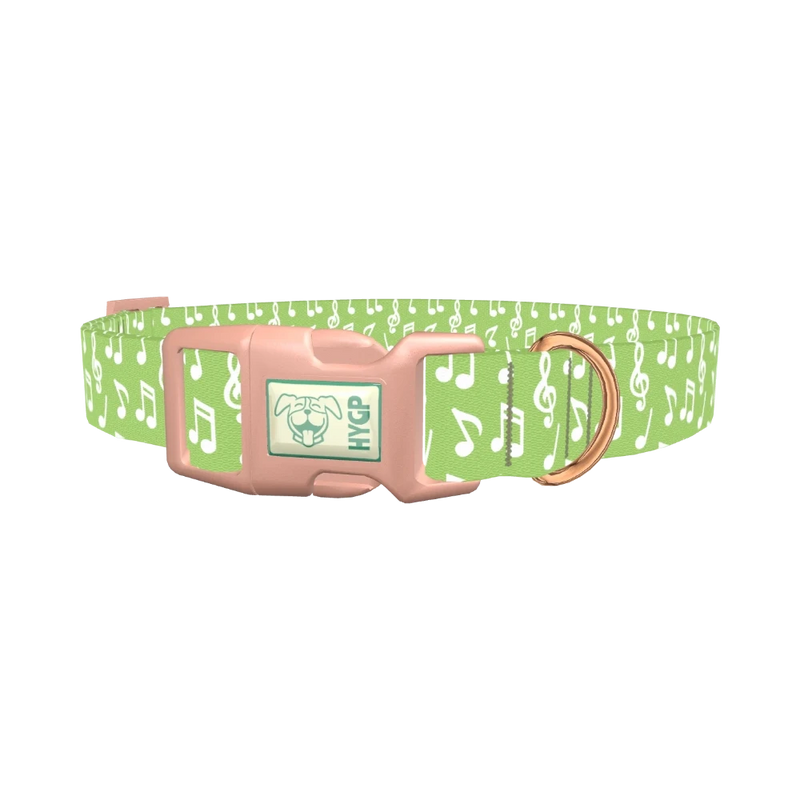 Lime Musical Note Dog Collar - plastic rose gold