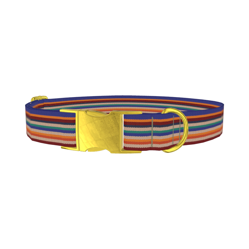 Southwestern Stripe Dog Collar - metal gold