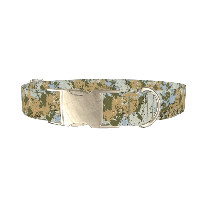 Camouflage Splatter Dog Collar - metal silver