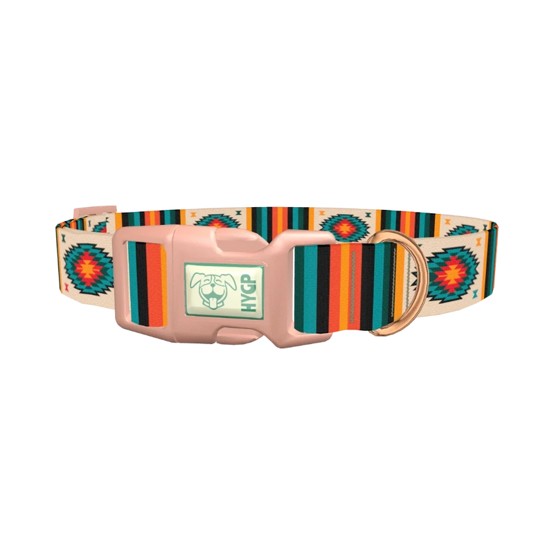 Tribal Geometric Stripes Dog Collar - plastic rose gold