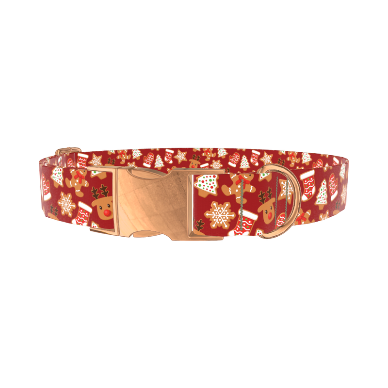 Christmas Cookie Dog Collar - metal rose gold
