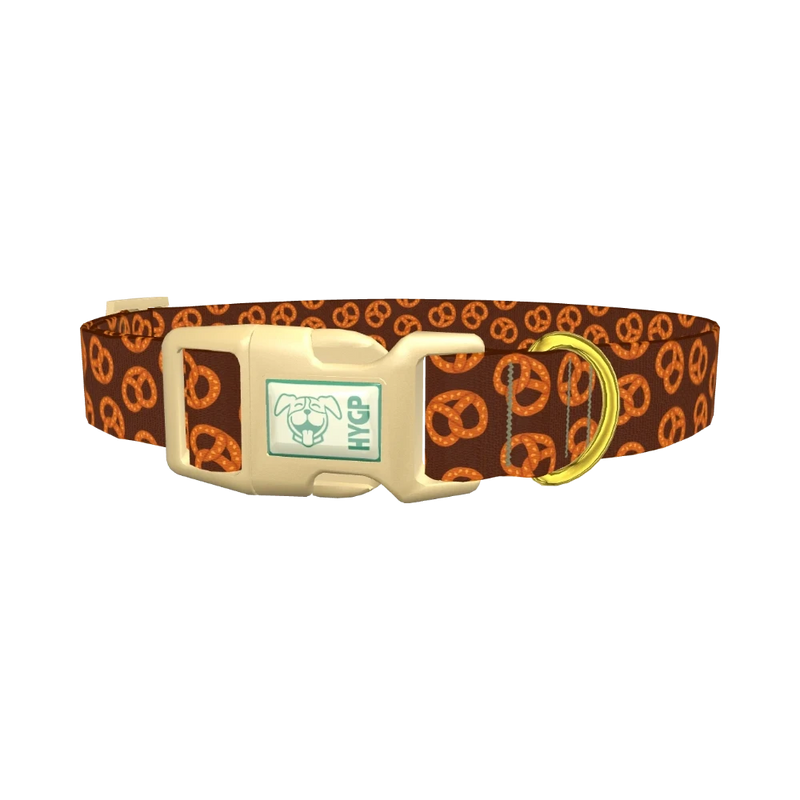 Brown Pretzel Dog Collar - plastic gold