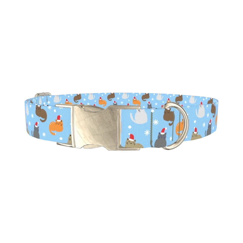Festive Cat Dog Collar - metal silver