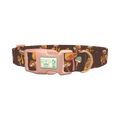 Brown Geometric Mushroom Dog Collar - plastic rose gold