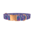 Tropical Leaf Dog Collar - metal rose gold