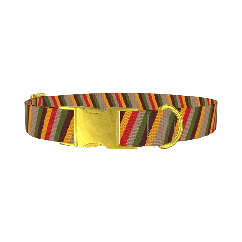 Geometric Striped Dog Collar - metal gold