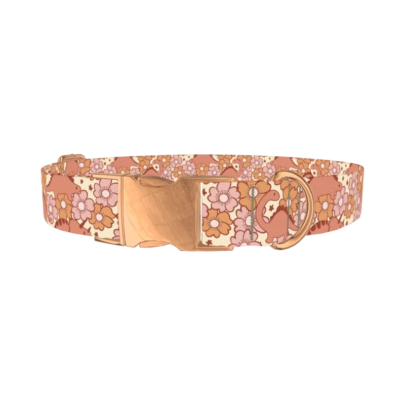 Colorful Brick Pattern Dog Collar - metal rose gold