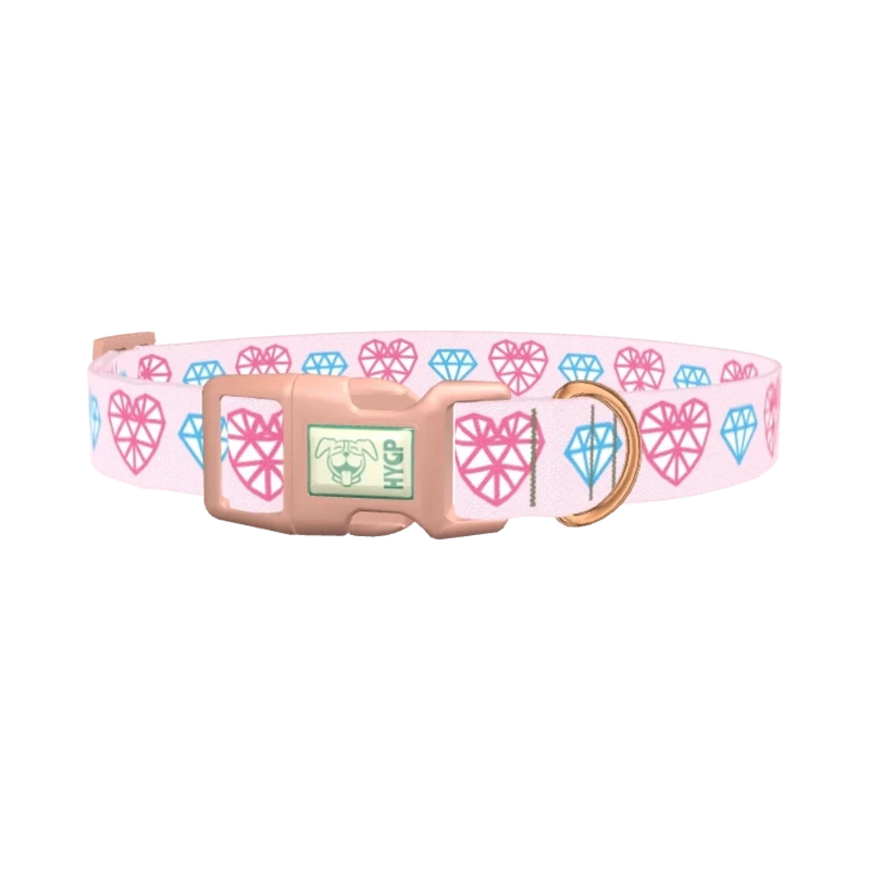 Diamond Heart Dog Collar - plastic rose gold