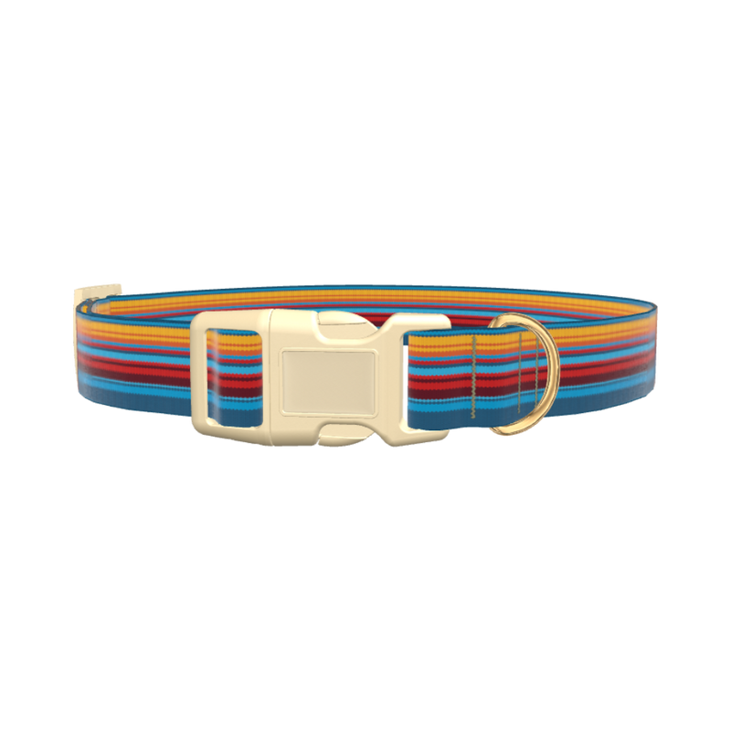 Colorful Geometric Stripe Dog Collar - plastic silver
