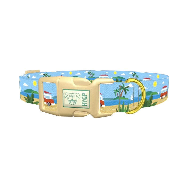 Beach Vacation Dog Collar - plastic gold