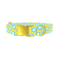 Blue Daisy Easter Egg Dog Collar - metal gold