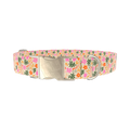 Tropical Floral Dog Collar - metal silver