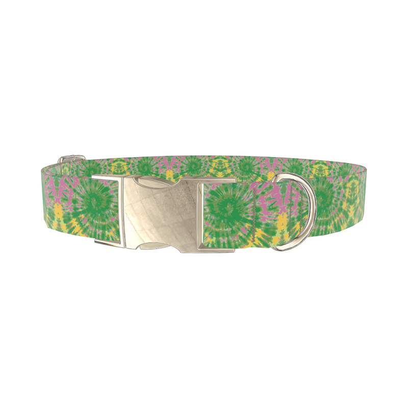Tie Dye Spiral Dog Collar - metal gold