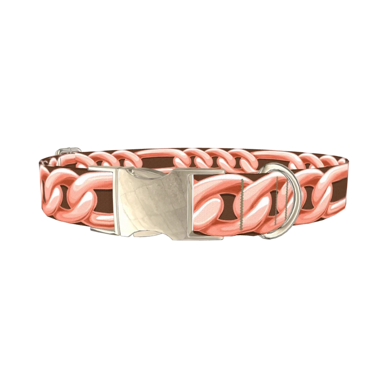 Rose Gold Chain Dog Collar - metal silver