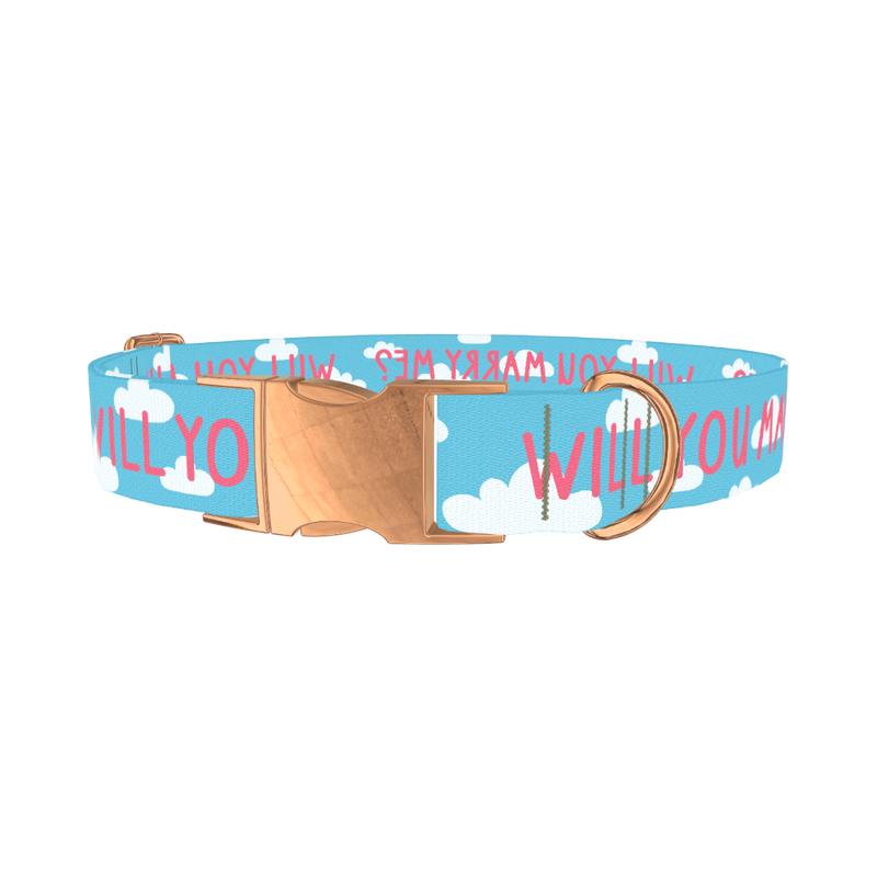 Cloud Phrase Dog Collar - metal rose gold