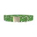 Leaf Pattern Dog Collar - metal silver