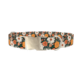 Dark Multicolor Floral Dog Collar - metal silver