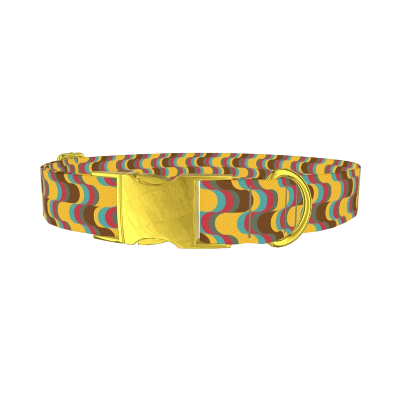 Retro Wave Dog Collar - metal gold