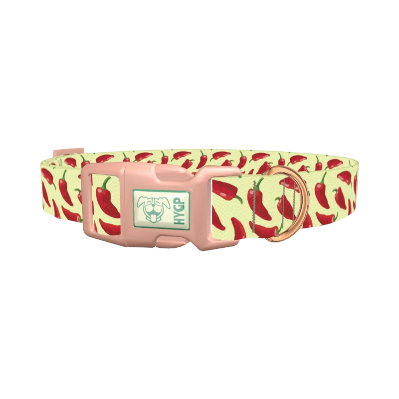 Red Chili Pepper Dog Collar - plastic rose gold