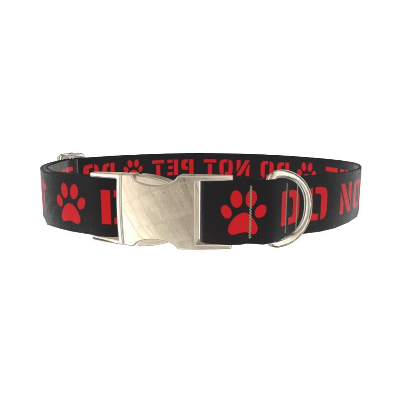 Warning Sign Dog Collar - metal silver