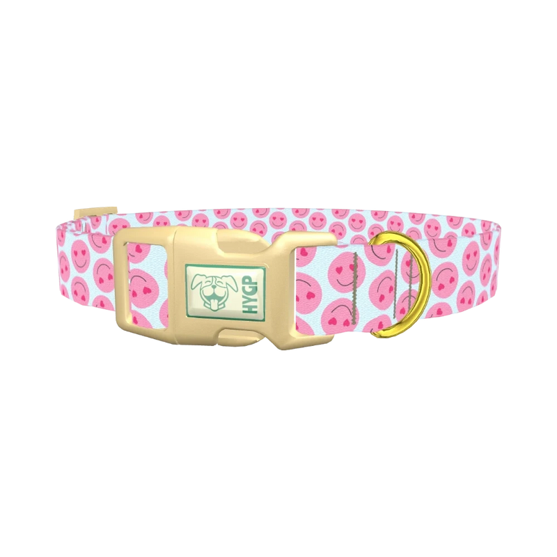 Heart Smile Emoji Dog Collar - plastic gold