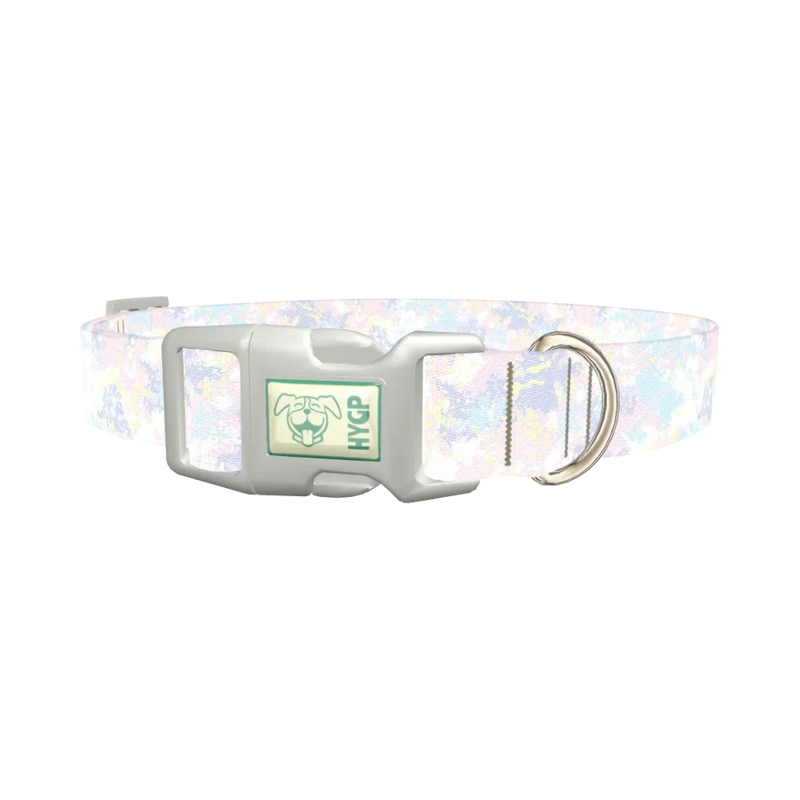 Pastel Paint Splatter Dog Collar - plastic silver