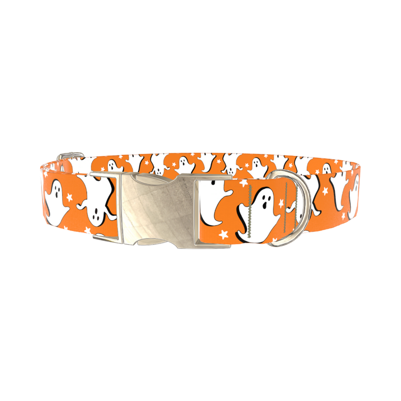 Halloween Ghost Stars Dog Collar - metal silver