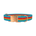 Turquoise Red Stripe Dog Collar - metal rose gold