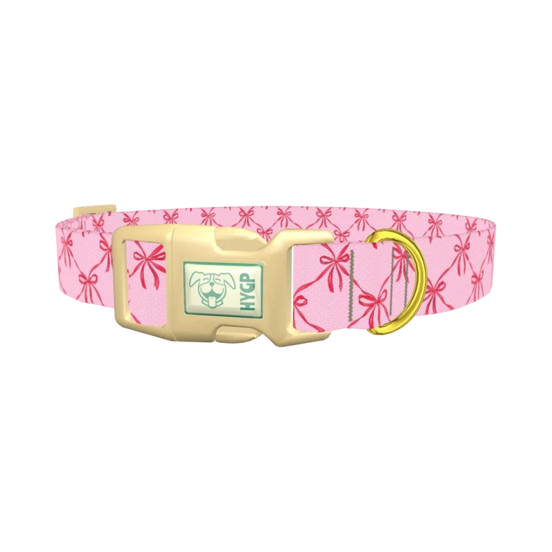 Diamond Bow Dog Collar - plastic gold