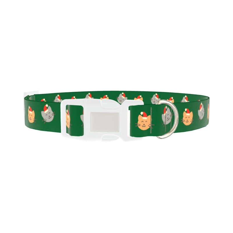 Santa Cat Face Dog Collar - plastic silver