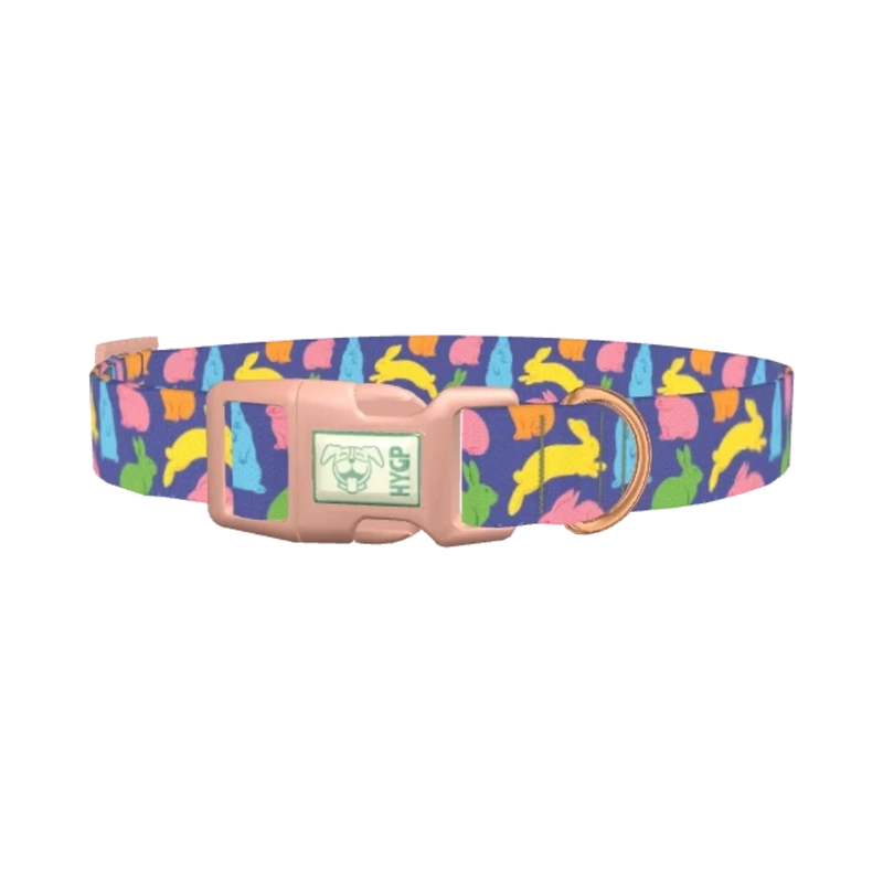 Colorful Bunny Pattern Dog Collar - plastic rose gold