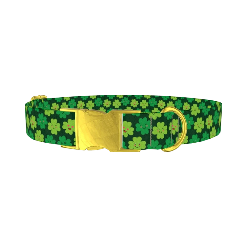 Kawaii Shamrock Dog Collar - plastic gold