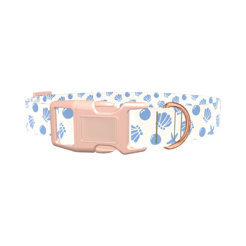 Seashells Beach Dog Collar - plastic gold